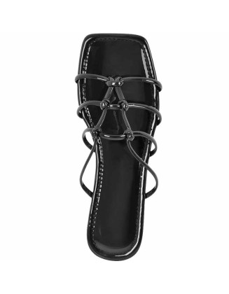Square Toe Knot Strap Flat Sandals