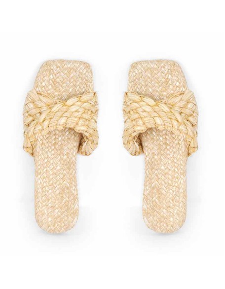 Straw Slide Slip on Flat Sandals