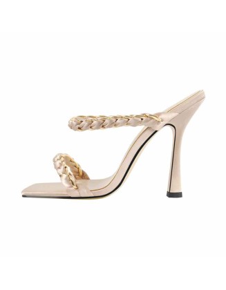 Satin Twist Open Toe Mules Sandals
