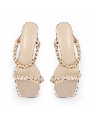 Satin Twist Open Toe Mules Sandals
