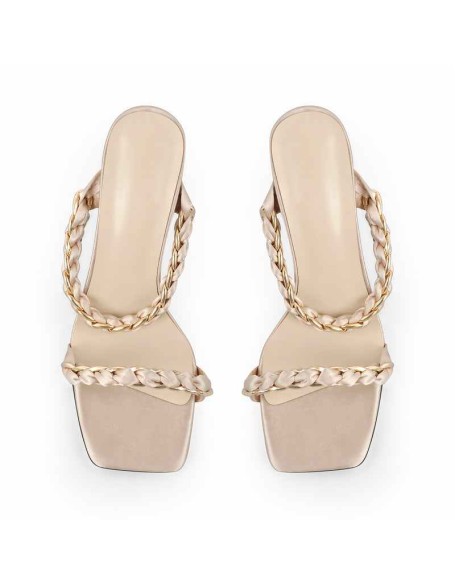 Satin Twist Open Toe Mules Sandals