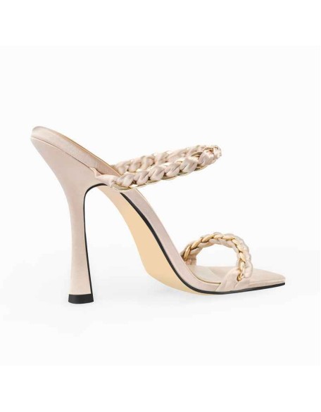 Satin Twist Open Toe Mules Sandals