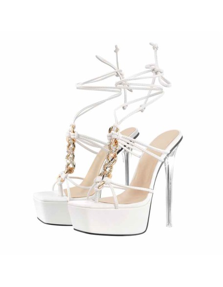 Rhinestone Lace up Slim High Heel Stiletto Sandals