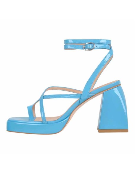 Chunky Mid Heel Criss Cross Platform Sandals