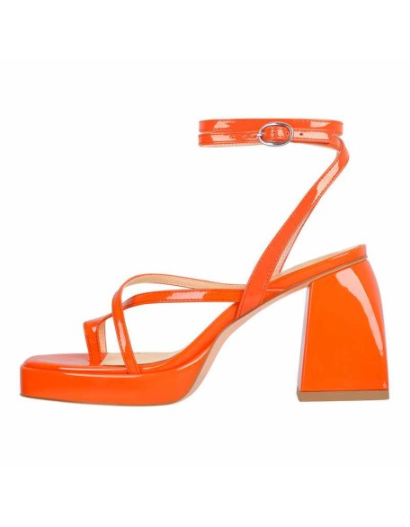 Chunky Mid Heel Criss Cross Platform Sandals