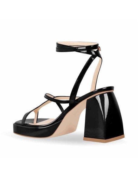 Chunky Mid Heel Criss Cross Platform Sandals