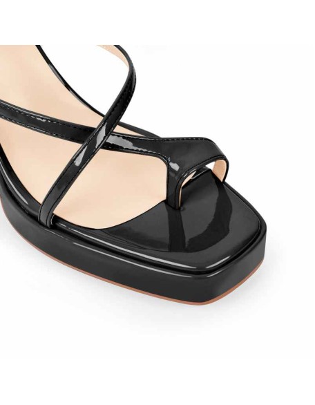 Chunky Mid Heel Criss Cross Platform Sandals