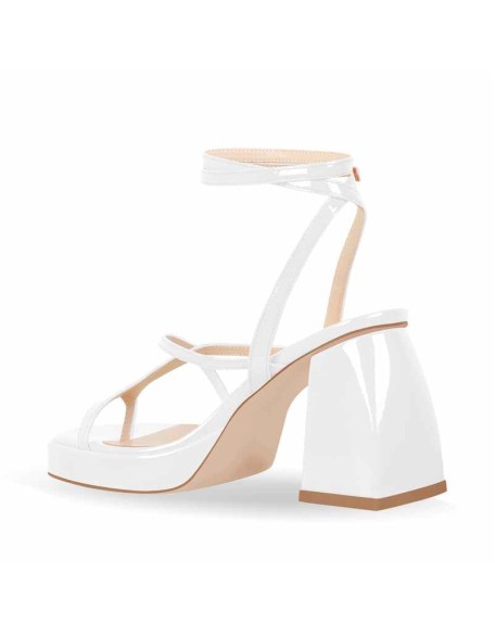 Chunky Mid Heel Criss Cross Platform Sandals
