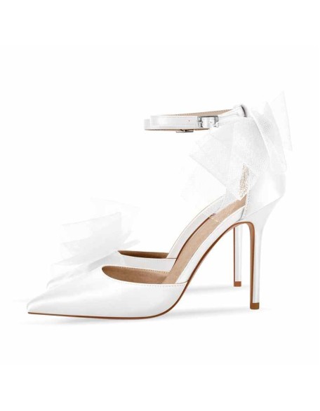 Pointed Toe High Heel Bow Stilettos