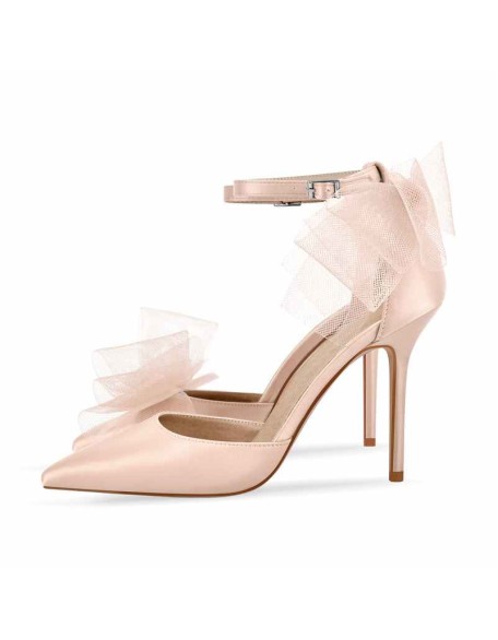 Pointed Toe High Heel Bow Stilettos
