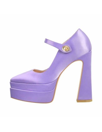 Pointed Toe Platform Mary Jane Pumps