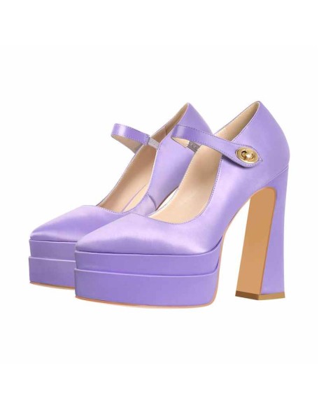Pointed Toe Platform Mary Jane Pumps