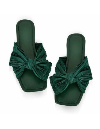 Flat Slip On Sliders Bow Sandals Flats