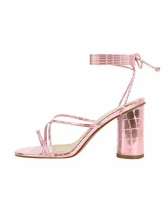Block Chunky Heel Lace up Sandals