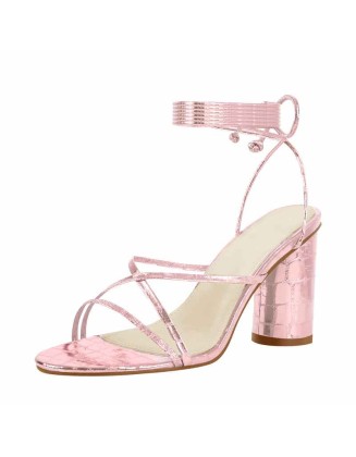 Block Chunky Heel Lace up Sandals