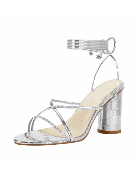Block Chunky Heel Lace up Sandals