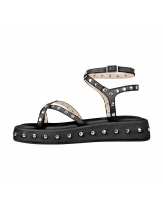 Strappy Studded Platform Flats Sandals