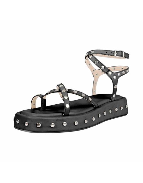 Strappy Studded Platform Flats Sandals