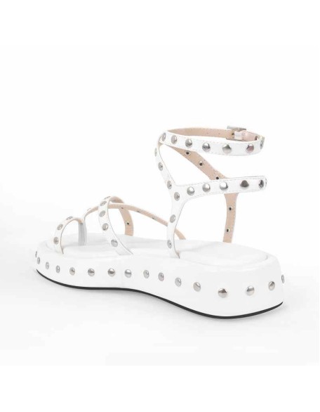 Strappy Studded Platform Flats Sandals