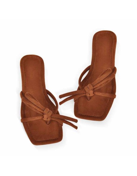 Brown Suede Flip Flops Thong Flats
