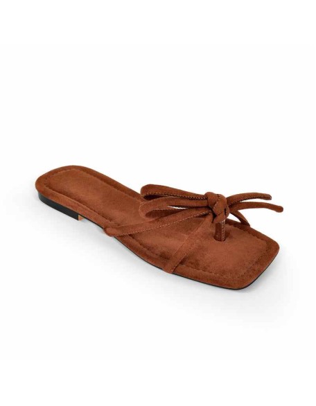 Brown Suede Flip Flops Thong Flats