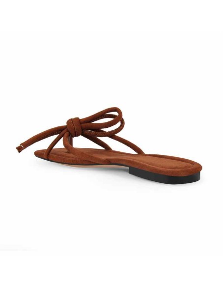 Brown Suede Flip Flops Thong Flats