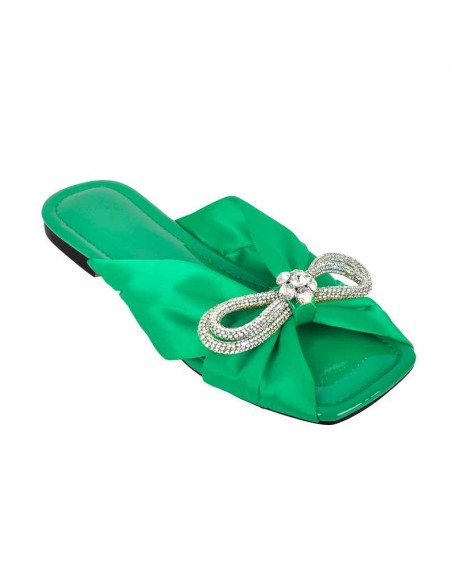 Flat Rhinestone Bow Sandals Slippers
