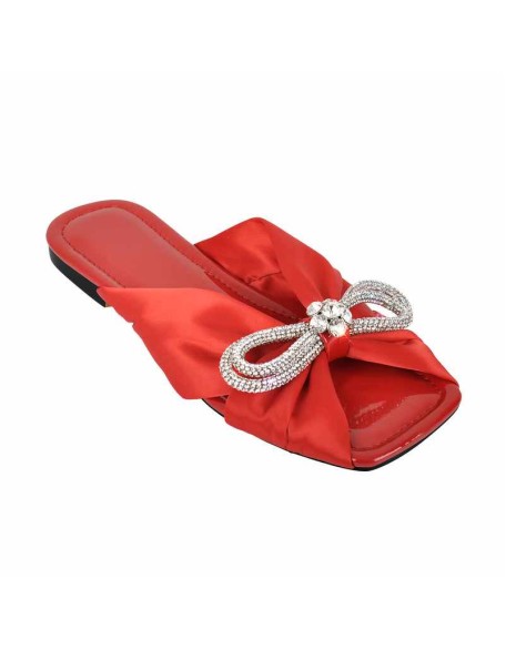 Flat Rhinestone Bow Sandals Slippers