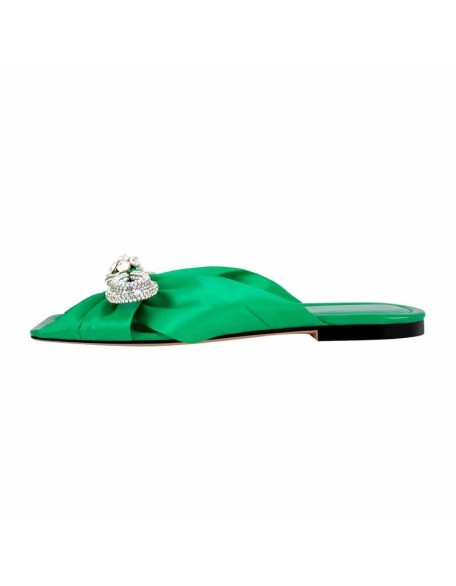 Flat Rhinestone Bow Sandals Slippers