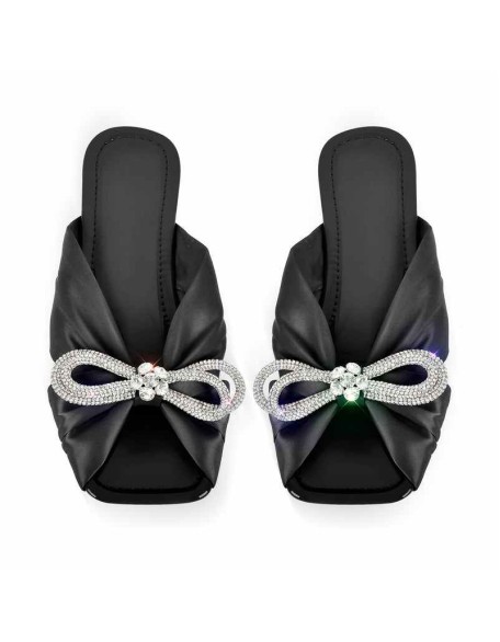 Flat Rhinestone Bow Sandals Slippers
