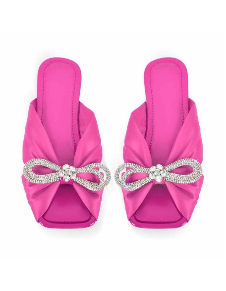 Flat Rhinestone Bow Sandals Slippers