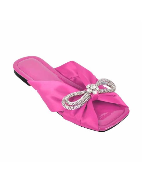 Flat Rhinestone Bow Sandals Slippers