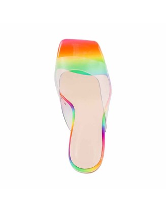 Rainbow Sandals Transparent Chunky Heel