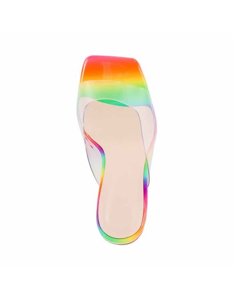 Rainbow Sandals Transparent Chunky Heel