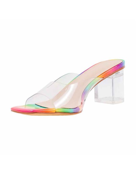 Rainbow Sandals Transparent Chunky Heel