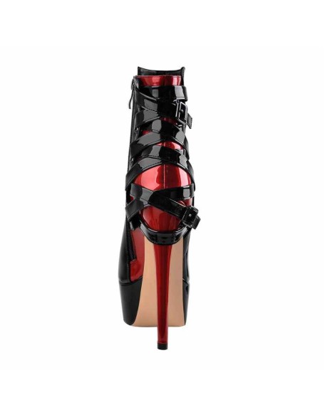 Black Strap Pointed Toe Stilettos Ankle Boots