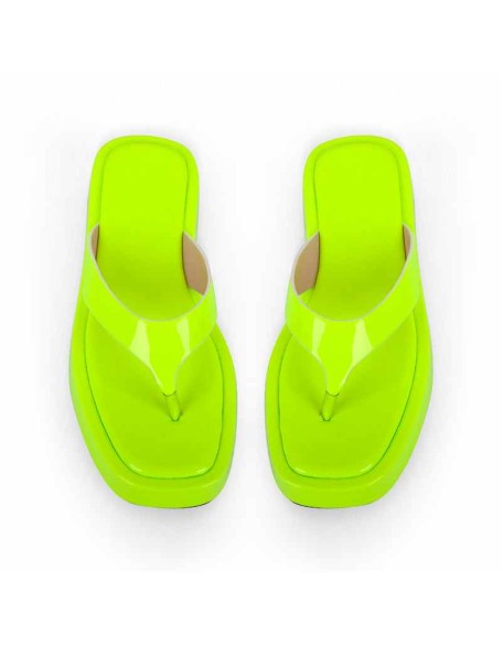 Fluorescent Green Flip Flop Sandasls