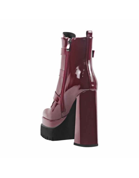 Double Platform Strap Buckle Ankle Boots
