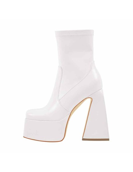 Square Toe Platform Side Zipper Ankle Boots