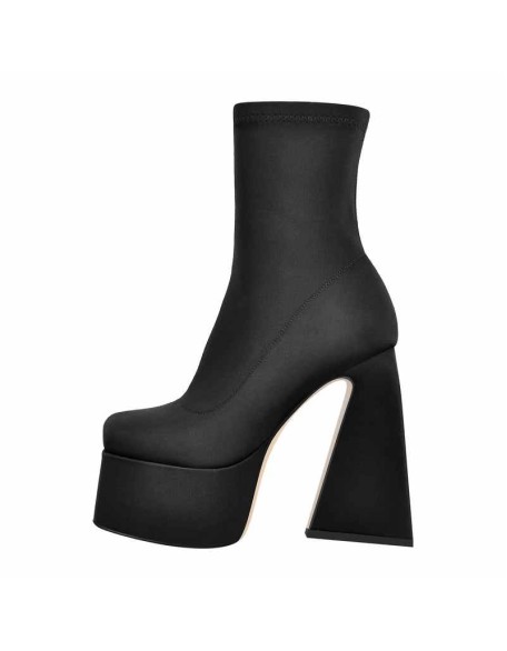 Square Toe Platform Side Zipper Ankle Boots