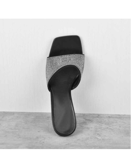 Rhinestone Square Open Toe Stilettos Sandals