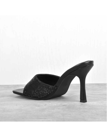 Rhinestone Square Open Toe Stilettos Sandals