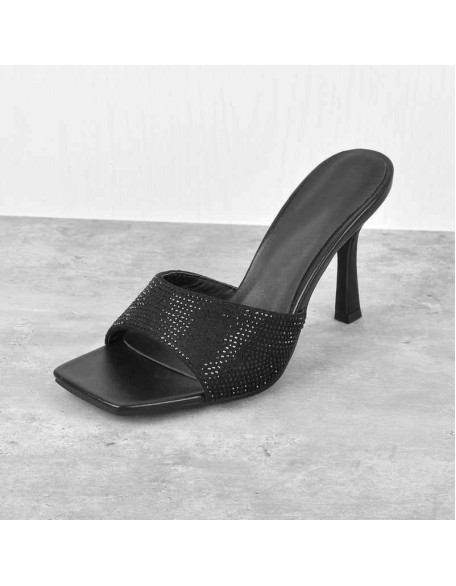 Rhinestone Square Open Toe Stilettos Sandals