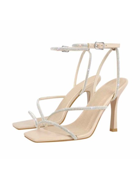 Ankle Rhinestone Strap High Heel Sandals