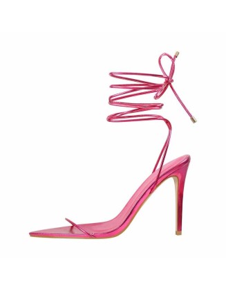 Lace Up Pointed Toe Strappy Sandals Stiletto Heels