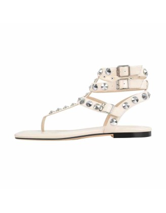 Rivet T-Strap Sandals Flip Flops Thong Flats