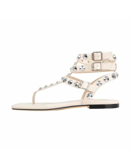 Rivet T-Strap Sandals Flip Flops Thong Flats