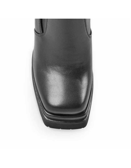 Double Platform Zipper Chunky Heel Ankle Boots