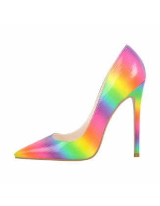 Multicolor Snake Pattern Pointed Toe Stilettos Pumps