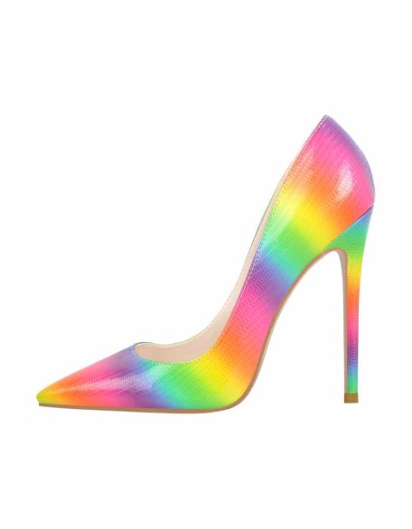 Multicolor Snake Pattern Pointed Toe Stilettos Pumps